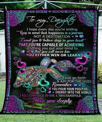 To My Daughter Colorful Turtles Mandala Pattern Gift For Daughter From Mom Fleece Blanket Home Decor Bedding Couch - Thegiftio UK