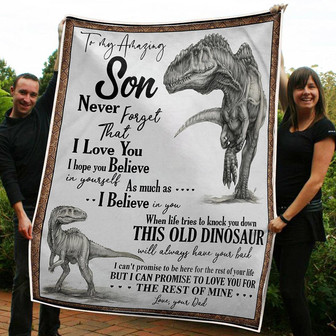 To My Daughter Dinosaurs Believe In Yourself Gift From Dad Fleece Blanket Gift For Christmas, Home Decor - Thegiftio UK