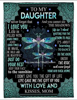 My Daughter Dragonfly Fleece Blanket Christmas Daughter Mom Gift Daughter Blanket Blanket For Daughter Throw - Thegiftio UK