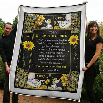 To My Daughter Elephant & Sunflower You Are Special Gift From Mom Fleece Blanket Gift For Christmas - Thegiftio UK