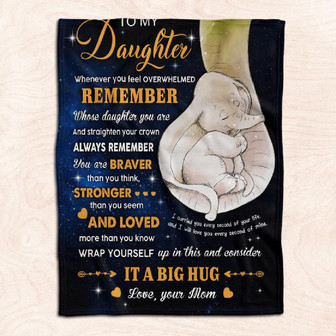 To My Daughter Elephant Fleece Blanket Family Gift Home Decor Bedding Couch Sofa Soft And Comfy Cozy - Thegiftio UK