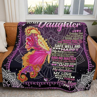 To My Daughter Everyday That You Are Not With Me Butterfly Mandala Blanket Gift For Daughter From Mom Birthday Gift - Thegiftio UK