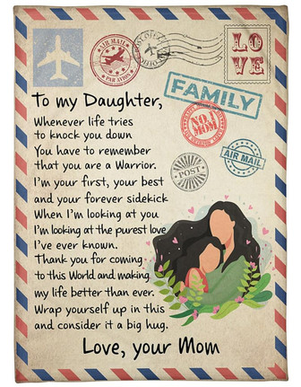 To My Daughter Family Air Mail Blanket Gift For Daughter From Mom Home Decor Bedding Couch Sofa Soft and Comfy Cozy - Thegiftio UK