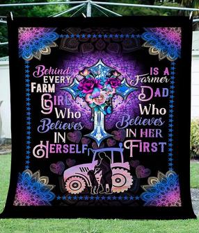 To My Daughter Farm Girl Fleece Blanket - Gift For Daughter From Farmer Dad Gift For Christmas, Home Decor - Thegiftio UK