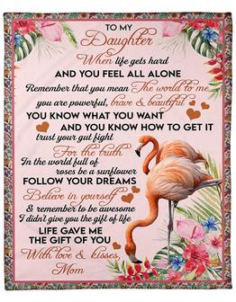 To My Daughter Flamingo You Are Powerful Brave And Beautiful Fleece Blanket Gift For Family, Birthday, Daughter - Thegiftio UK