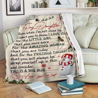 To My Daughter Fleece Blanket, Love Letter Blanket Merry Christmas, Gift For Daughter From Dad Gift Home Decor - Thegiftio