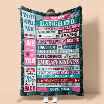 To my Daughter Fleece Blanket, Aspire For More Take Chances Gift For Daughter From Mom Birthday Gift Home Decor - Thegiftio UK