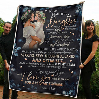 To My Daughter Floral Motherhood I's So Proud Of You Gift From Mom Fleece Blanket Gift For Christmas - Thegiftio UK