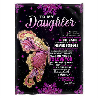 To My Daughter Forever Love From Mom Butterfly,Soft Blanket, Fleece Blanket.Gift For Daughter Family Home Decor - Thegiftio UK