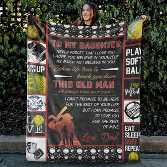 To My Daughter Never Forget That I Love You Fleece Blanket Gift For Softball Lovers Gift For Daughter Home Decor - Thegiftio UK