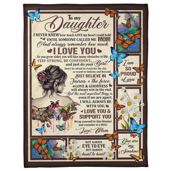 To My Daughter Girl With Butterfly Fleece Blanket Family Gift Home Decor Bedding Couch Sofa Soft And Comfy Cozy - Thegiftio UK