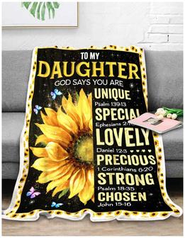 To My Daughter God Says You Are - Sunflower Blanket Gift For Daughter Birthday Gift Home Decor Bedding Couch Sofa Soft - Thegiftio UK