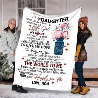 To My Daughter My Heart The World To Me Love Mom Blanket,Birthday,Anniversary Gift For Daughter Family Home Decor - Thegiftio UK