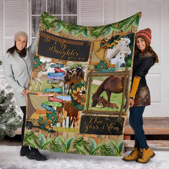 To My Daughter Hourse Garden Fleece Blanket, Christmas Gift, Birthday Gift, New Year Gift, Love From Mom - Thegiftio