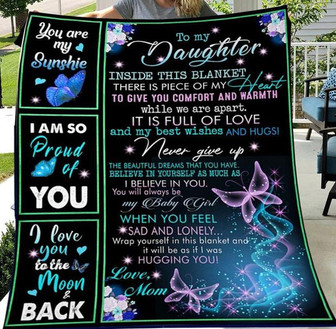 To My Daughter Inside This Blanket There Is Piece Of My Heart, Sparkle Butterfly Fleece Blanket Home Decor Gift From Mom - Thegiftio UK