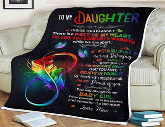 To My Daughter Inside This Blanket There Is A Piece Of My Heart Fleece Blanket Gift For Family,Birthday,Butterflies - Thegiftio UK