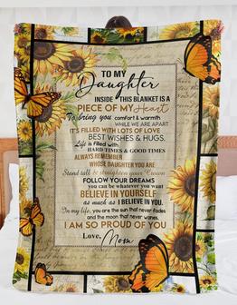 To My Daughter Inside This Blanket Sunflower Butterflies Gift For Your Daughter On Birthday Or This Christmas Home Decor - Thegiftio UK