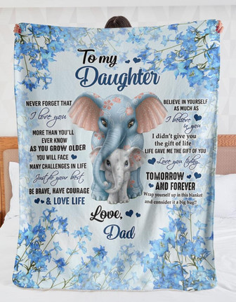 To My Daughter Just Do Your Best Elephant Blanket Gift for Daughter From Dad Birthday Gift Home Decor Bedding Couch - Thegiftio UK