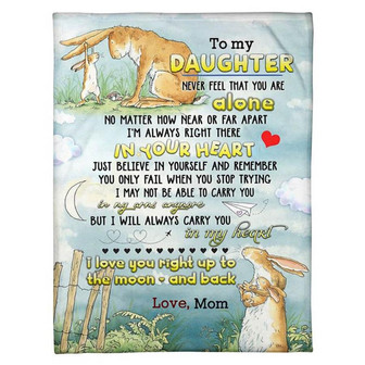 to My Daughter - I Love You to the Moon and Back Fleece Blanket, Gift For Daughter From Mom Birthday Gift Home Decor - Thegiftio UK
