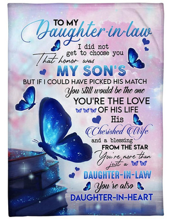 To My Daughter In Law His Cherished Wife Butterfly Blanket Gift For Daughter In Law Birthday Gift Home Decor - Thegiftio UK