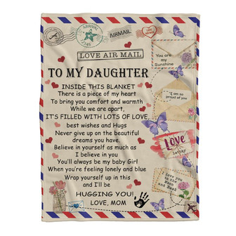 To My Daughter Letter From Mom Fleece Blanket Family Gift Home Decor Bedding Couch Sofa Soft And Comfy Cozy - Thegiftio UK