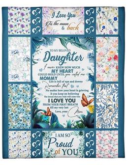 To My Daughter Life Is Full Of Ups And Downs Fleece Blanket Animal Gift For Family,Birthday,Daughter,Butterflies - Thegiftio UK
