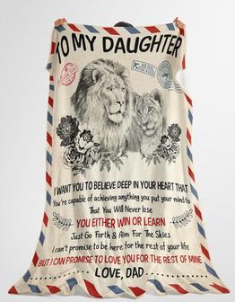 To My Daughter From Lion Dad I Want You To Believe Deep In Your Heart Letter Blanket Gift For Daughter From Dad - Thegiftio UK