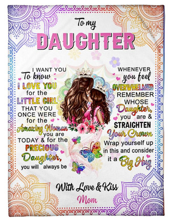 To My Daughter I Love You Butterfly Mandala Fleece Blanket Gift For Daughter From Mom Home Decor Bedding Couch Sofa Soft - Thegiftio UK