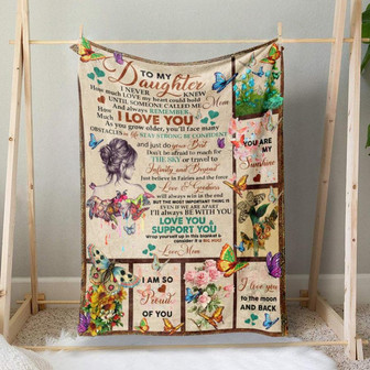To My Daughter How Much I Love You Floral Butterflies Blanket Gift For Daughter From Mom Birthday Gift Home Decor - Thegiftio UK