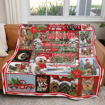 To My Daughter Love You Forever Yorkie Christmas Blanket Gift For Daughter From Mom, Gift for Dog Lovers Birthday Gift - Thegiftio UK