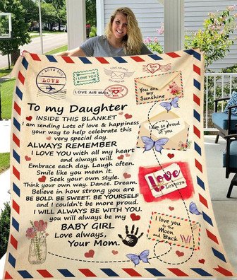 To My Daughter I Love You With All My Heart Fleece Blanket For Family Love From Mom Home Decor Bedding Couch Sofa Soft - Thegiftio UK