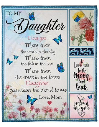 To My Daughter I Love You More Than The Stars In The Sky Fleece Blanket Gift For Family, Birthday - Thegiftio UK
