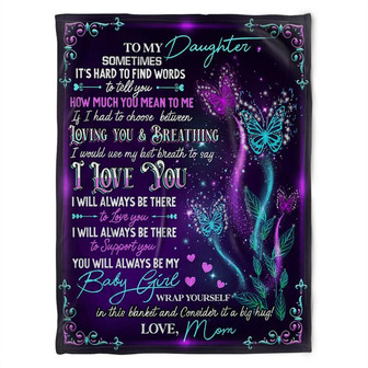 To My Daughter How Much You Mean To Me, Butterfly Pattern Fleece Blanket Home Decor Bedding Couch Gift From Mom - Thegiftio UK