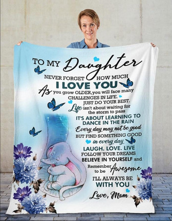 To My Daughter From Mom Elephants Fleece Christmas Blanket Christmas Gift - Thegiftio UK