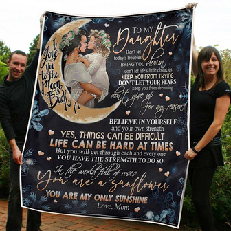 To My Daughter Motherhood I Love You To The Moon And Back Gift From Mom Fleece Blanket Gift For Christmas - Thegiftio UK