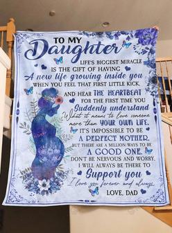 To My Daughter A New Life Growing Inside You Purple Floral Blanket Gift For Daughter From Dad Birthday Gift Home Decor - Thegiftio UK