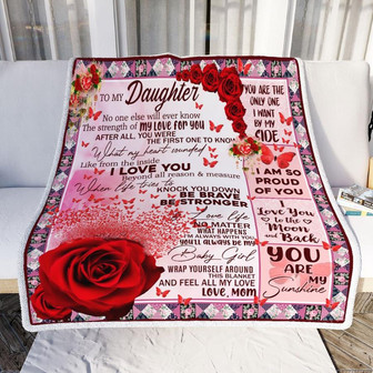 To My Daughter No One Else Will Ever Know Rose Butterfies Blanket Gift From Mom Home Decor Bedding Couch Sofa Soft - Thegiftio UK