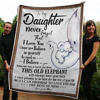 To My Daughter Old Elephant Always Have Your Back Gift From Mom Fleece Blanket Gift For Christmas - Thegiftio UK
