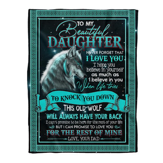 To My Daughter Old Wolf Love You For The Rest Of My Life Gift From Dad Fleece Blanket Gift For Christmas - Thegiftio UK