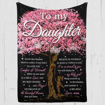 To My Daughter Pink Tree Fleece Blanket, Best Wishes For You - Gift For Daughter From Mom Birthday Gift Home Decor - Thegiftio UK