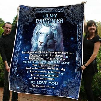 To My Daughter I Can Promise To Love You Fleece Blanket, Christmas Gift, New Year Gift, Love From Mom, Love From Dad - Thegiftio UK