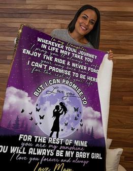 To My Daughter I Can Promise To Love You Moon Purple Blanket Gift For Daughter From Mom Birthday Gift Home Decor - Thegiftio UK