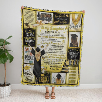 To My Daughter, Senior 2021, Your Existence Makes My World Brighter, Love Mom Fleece Blanket 286 - Thegiftio