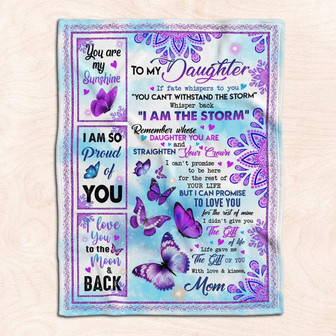 To My Daughter Purple Butterflies Fleece Blanket Family Gift Home Decor Bedding Couch Sofa Soft And Comfy Cozy - Thegiftio UK