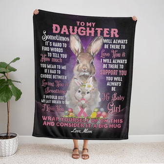 To My Daughter Rabbit Mom Fleece Blanket Family Gift Home Decor Bedding Couch Sofa Soft And Comfy Cozy - Thegiftio UK