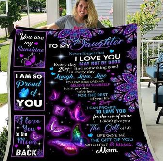 To My Daughter I Am So Proud Of You Fleece Blanket Animal Gift For Family,Birthday,Daughter,Butterflies Lover Gift - Thegiftio UK