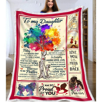 To My Daughter I Am So Proud Of You You Are My Sunshine Fleece Blanket Gift For Christmas, Home Decor - Thegiftio UK