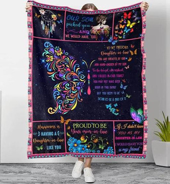 To My Daughter-in-law Fleece Blanket - Our Son Picked You - Gift For Daughter-in-law Gift For Christmas - Thegiftio UK