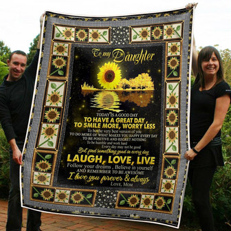To My Daughter Sunflower Believe In Yourself Gift From Mom Fleece Blanket Gift For Christmas, Home Decor - Thegiftio UK