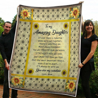 To My Daughter Sunflower You Are Braver Stronger Smarter Gift From Mom Fleece Blanket Gift For Christmas - Thegiftio UK